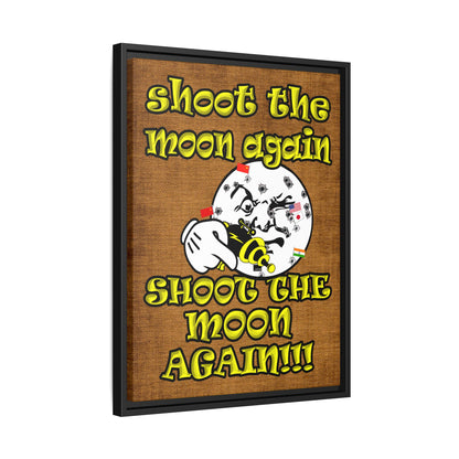 shoot the moon again - framed canvas art (brown papyrus)