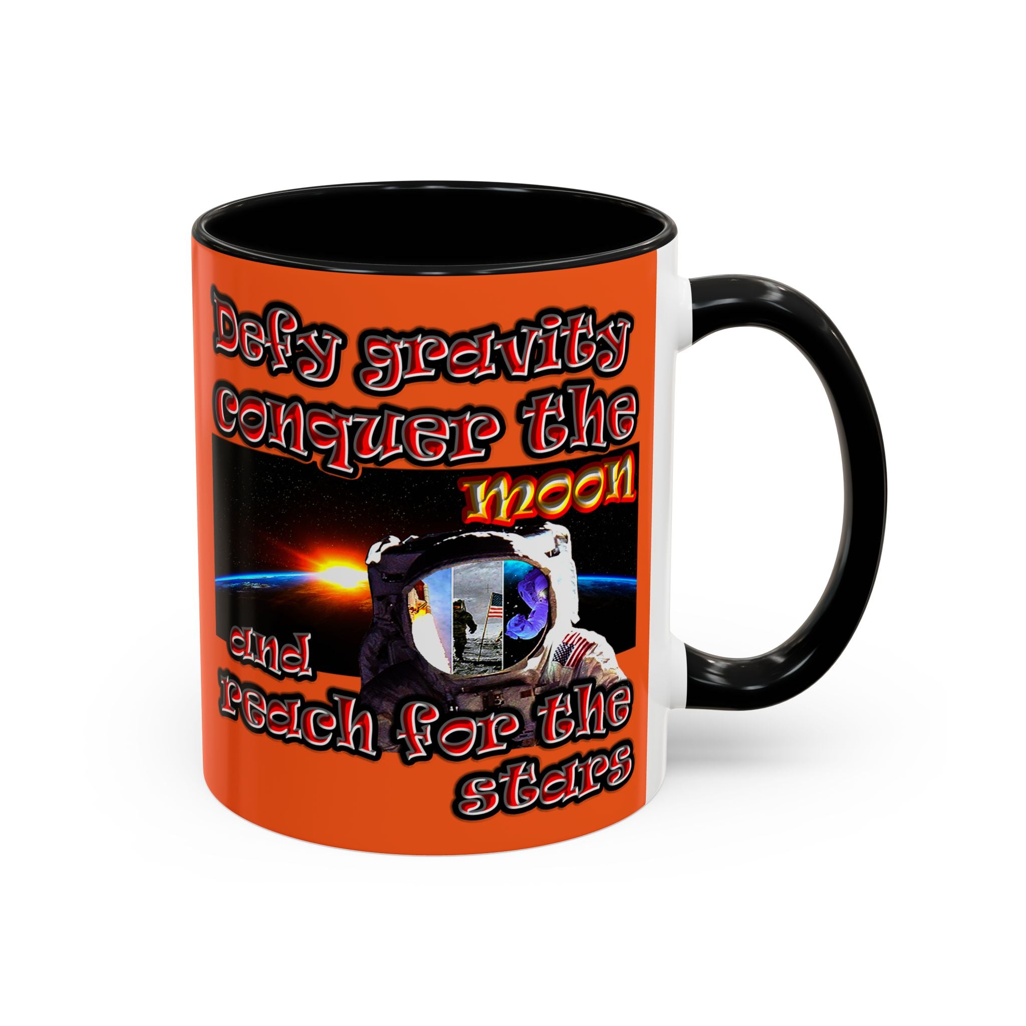 defy conquer reach - Accent Mug (orange)