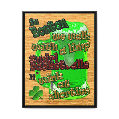 celtics logo - framed canvas art (butterscotch wood finish)