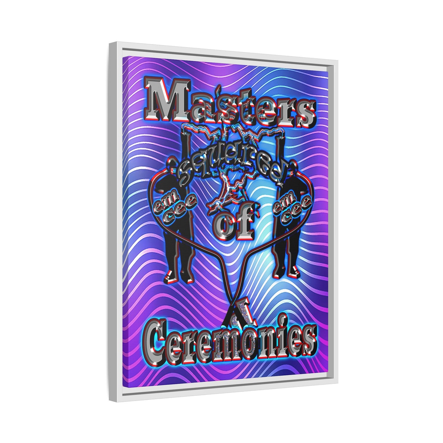 em cee squared - framed canvas art (purple wave)