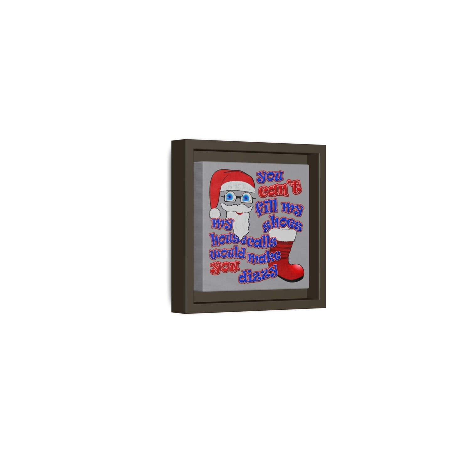 santa's shoes - framed canvas art (grey)