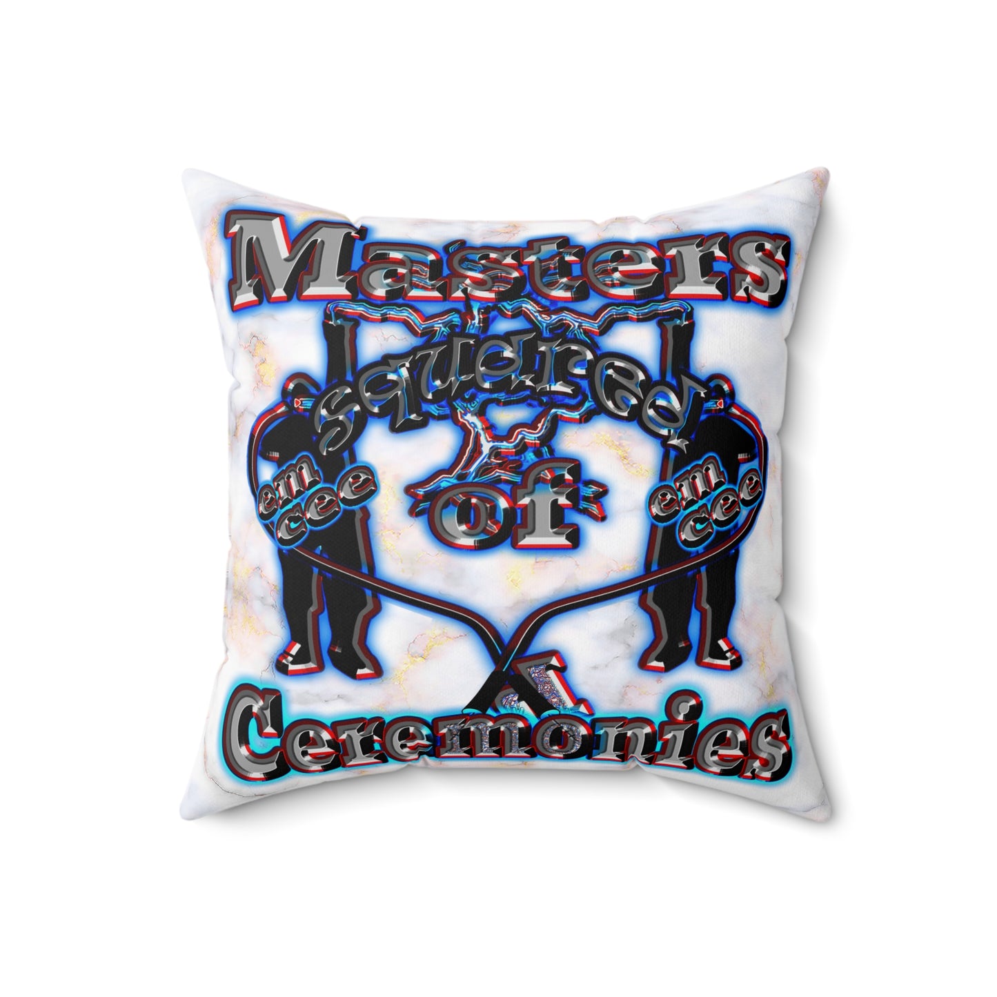em cee squared - Spun Polyester Square Pillow - (white marble)