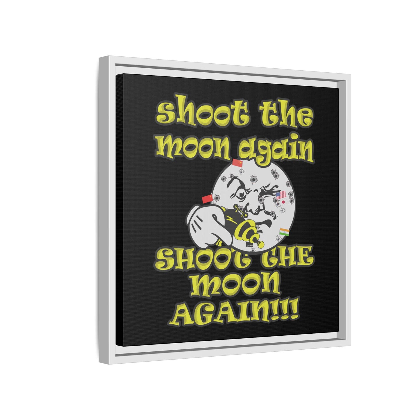 shoot the moon again - framed canvas art (black)