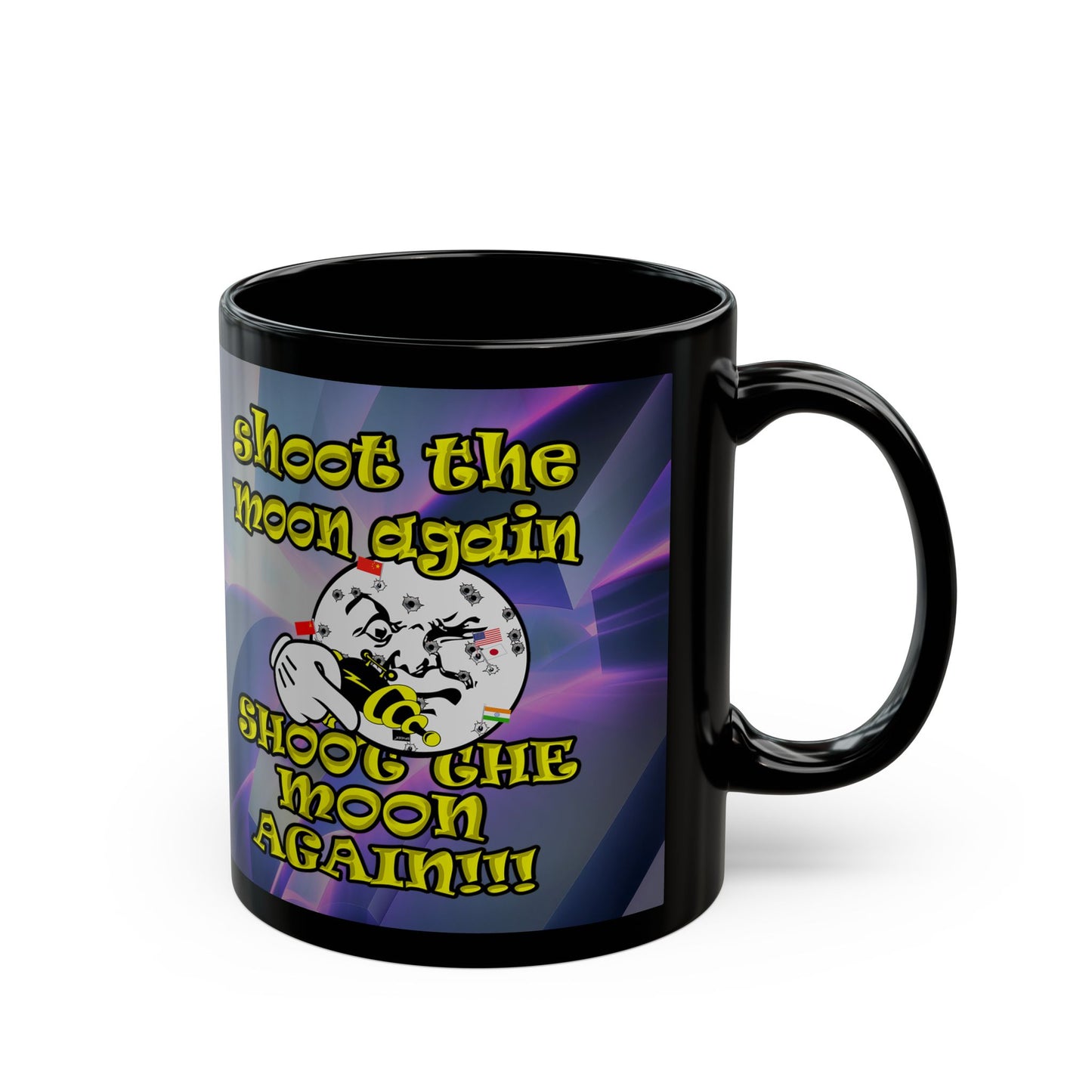 shoot the moon again - Black Mug (grey-pink wave)