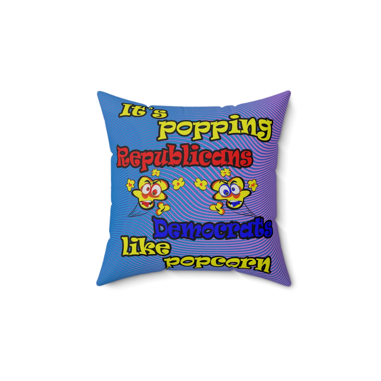 popping like popcorn - Spun Polyester Square Pillow - (light blue-purple wave)