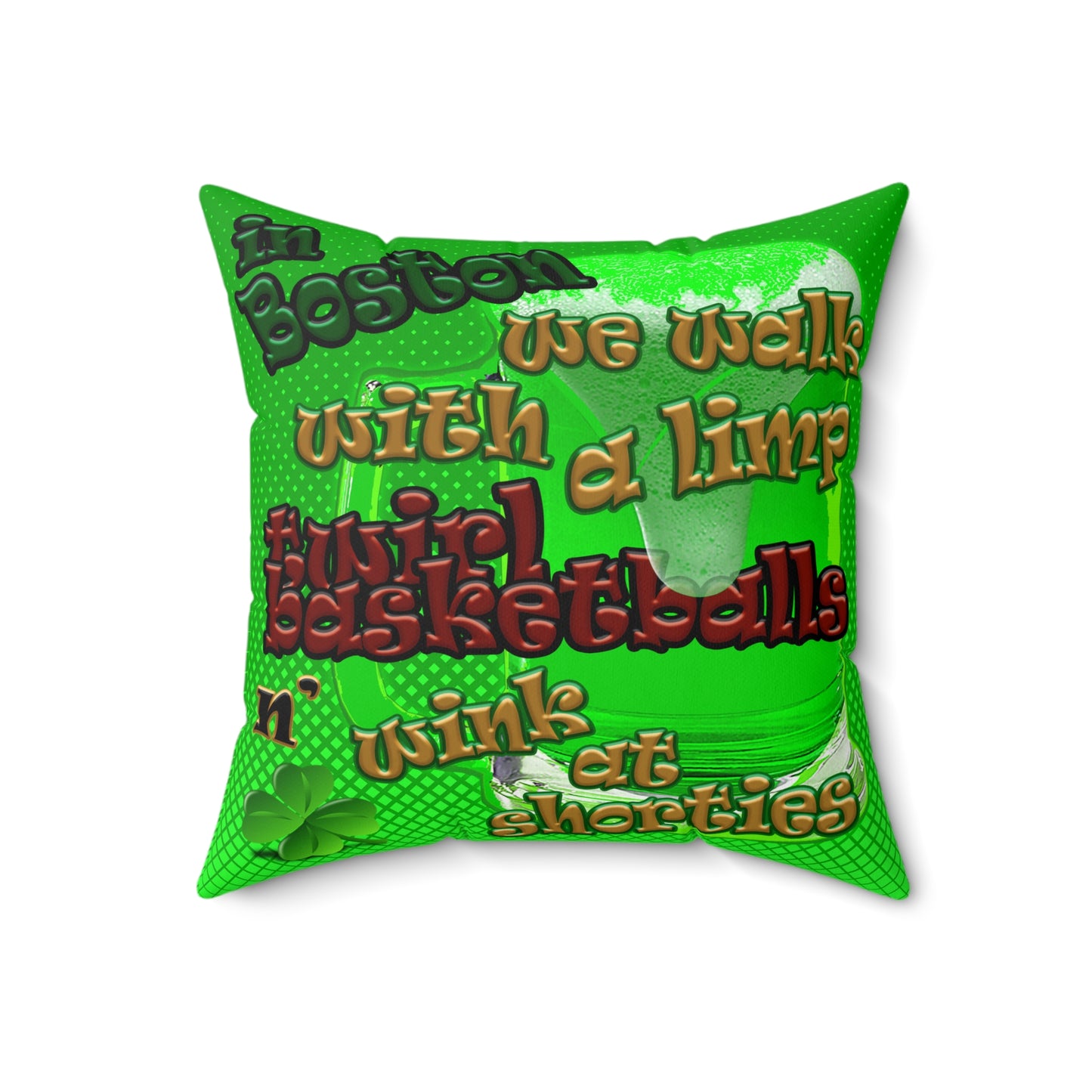 celtics logo - Spun Polyester Square Pillow - (logo green)
