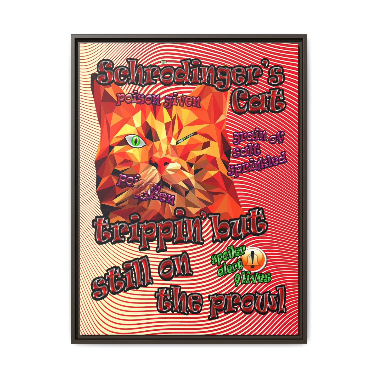 schrodinger's cat - framed canvas art (yellow-orange wave)