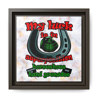 my luck - framed canvas art (white marble)