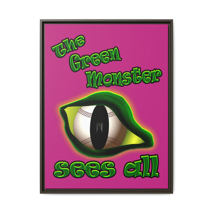 green monster - framed canvas art (pink)