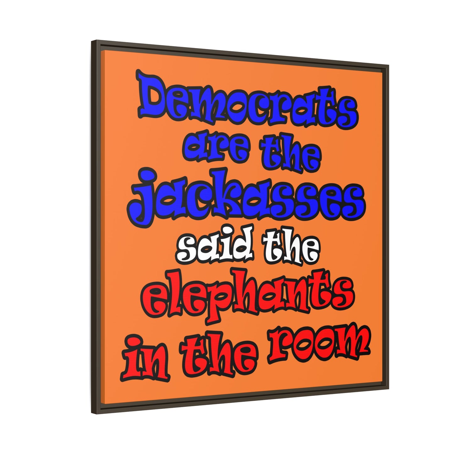 donkeys and elephants - framed canvas art (crusta)
