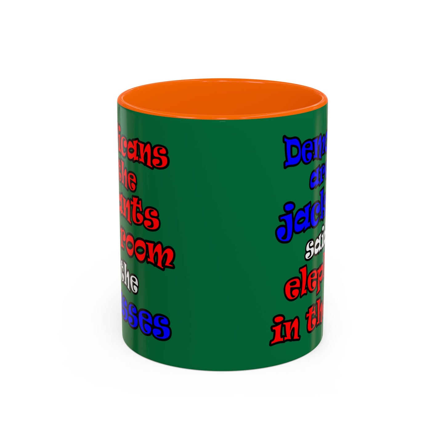 donkeys and elephants - Accent Mug (dark green)