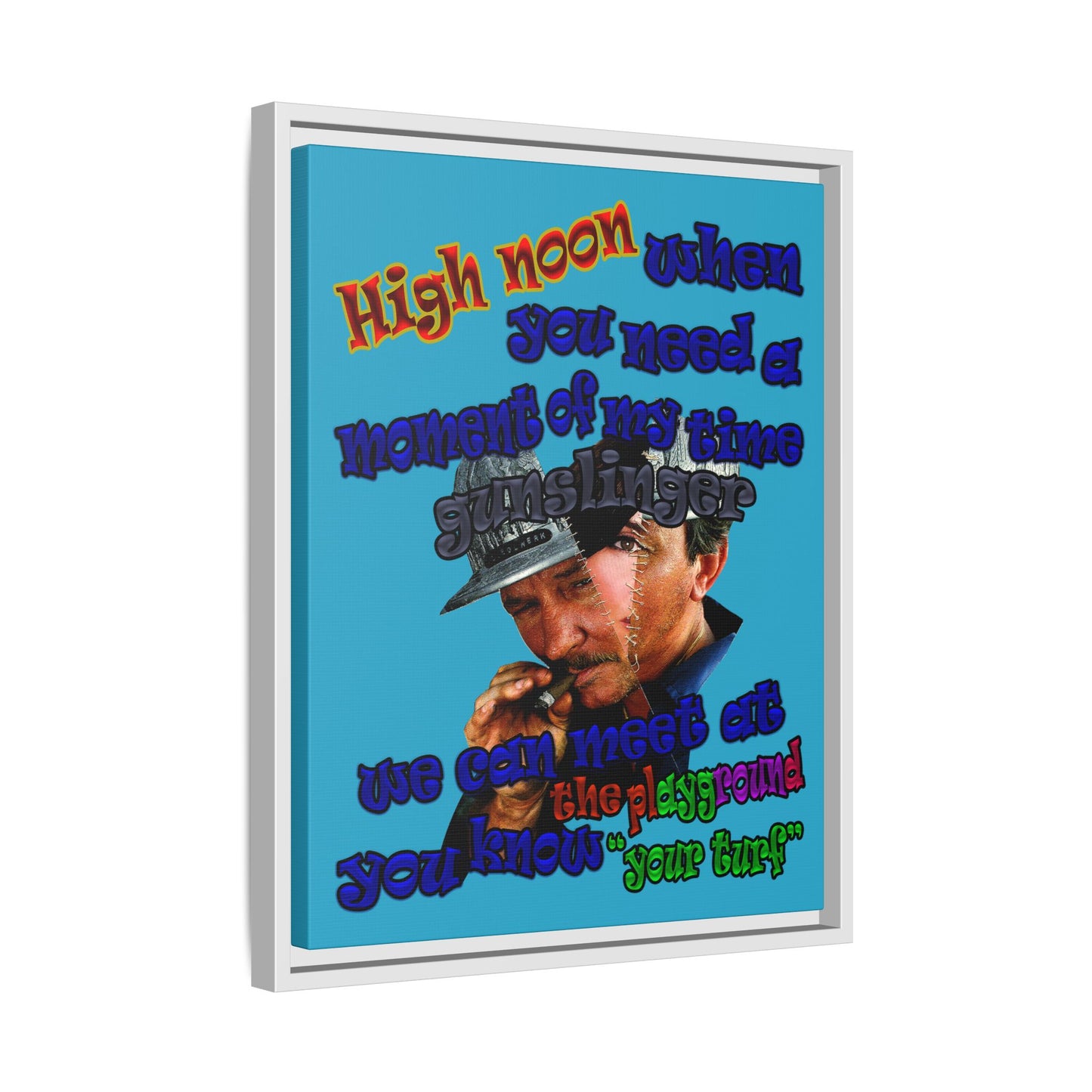high noon - framed canvas art (turquoise)