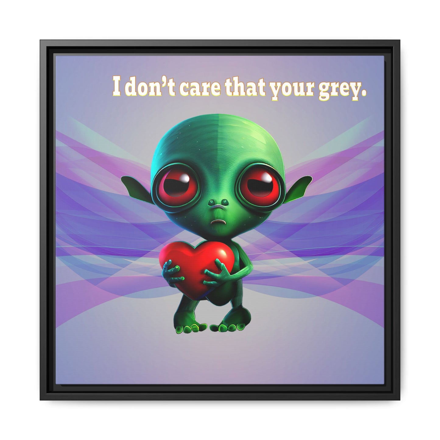 I don't care that your grey - framed canvas art (light blue-pink wave)