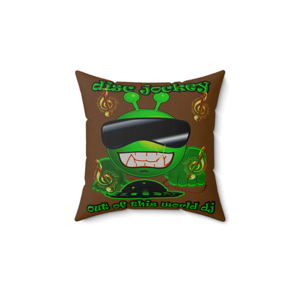 disc jockey - Faux Suede Square Pillow - (brown)