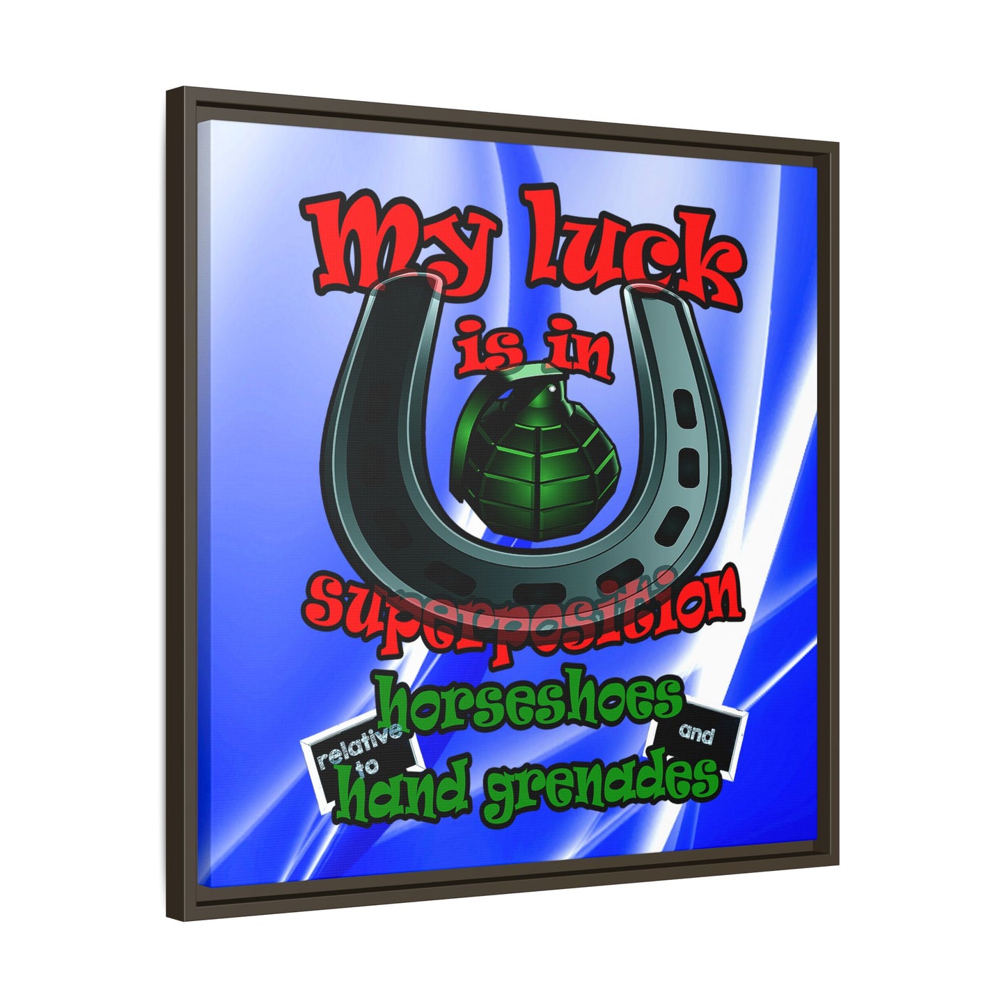 my luck - framed canvas art (blue-white wave)