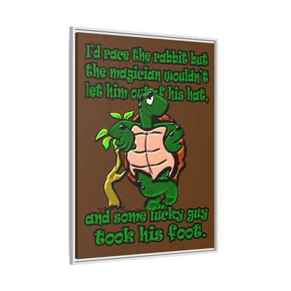 turtle race - framed canvas art (brown)