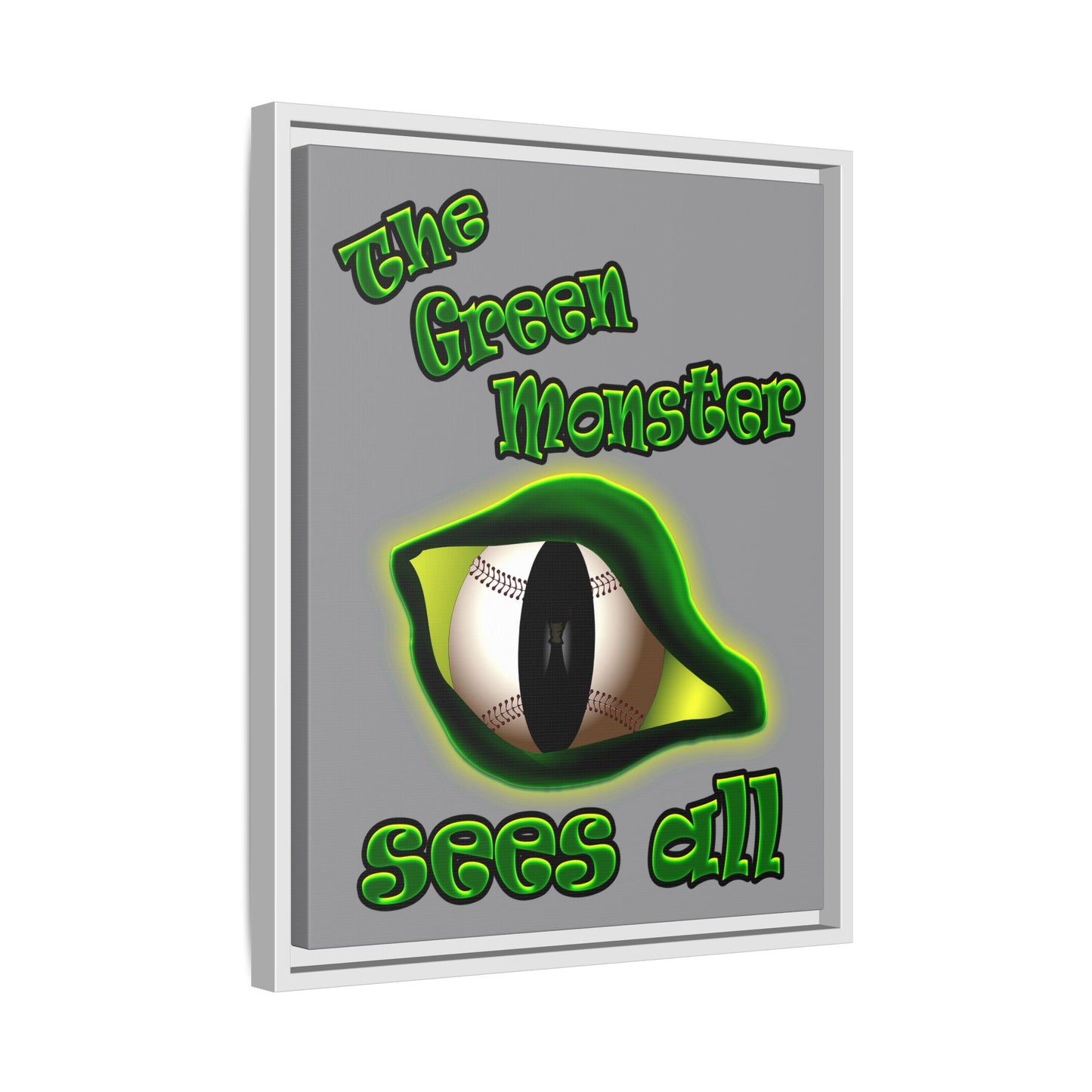 green monster - framed canvas art (grey)