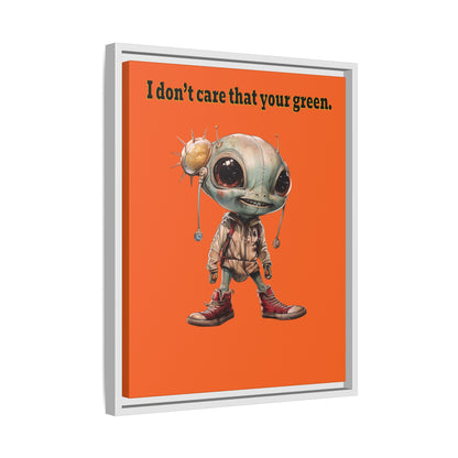 I don't care that your green - framed canvas art (orange)