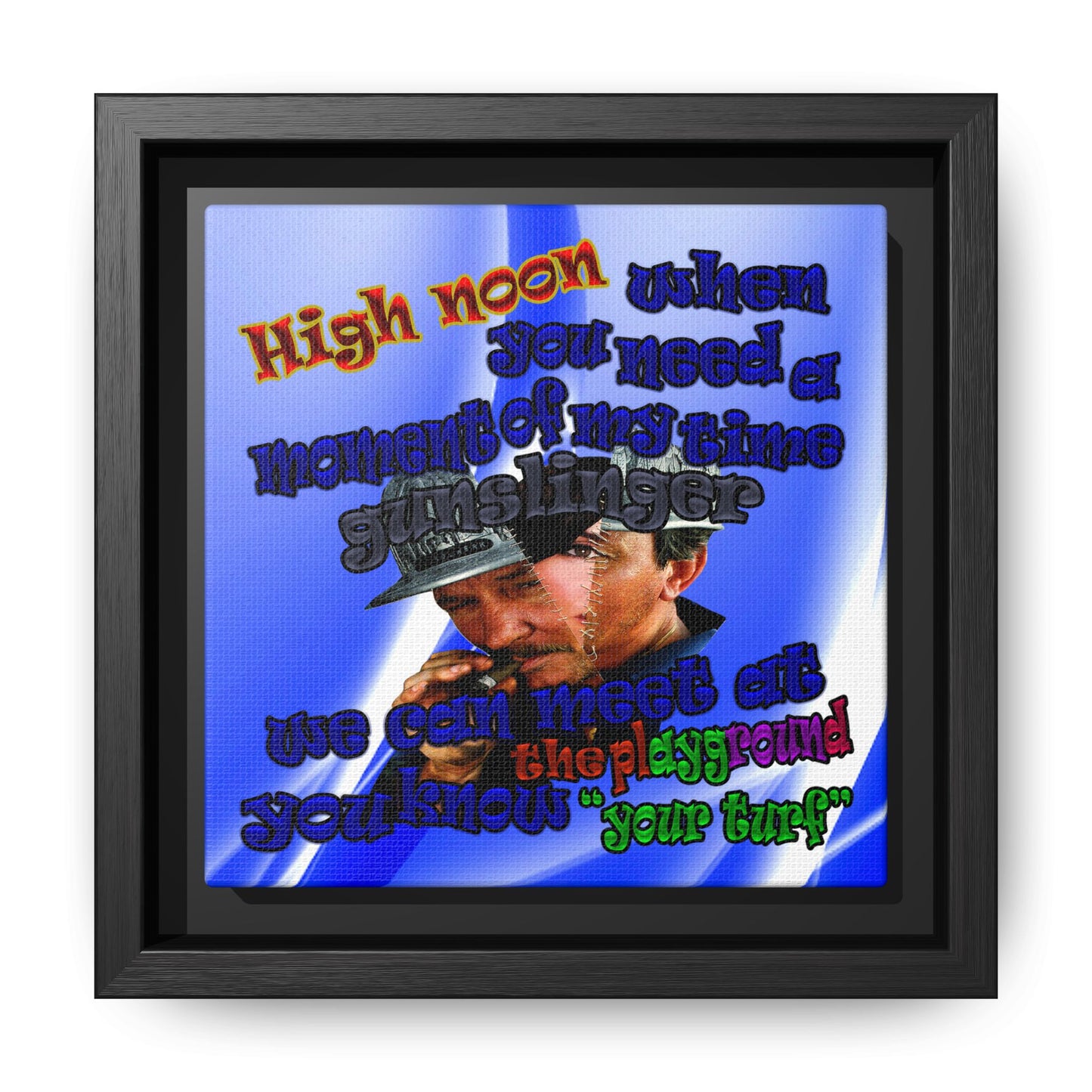 high noon - framed canvas art (blue-white wave)