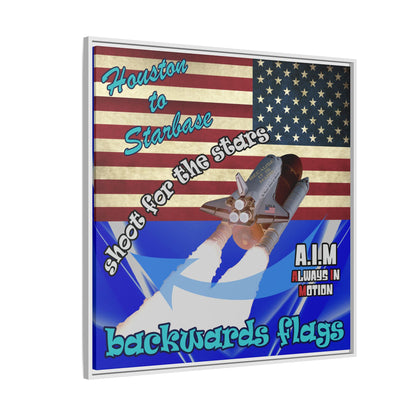 shoot for the stars - framed canvas art (blue-white wave)