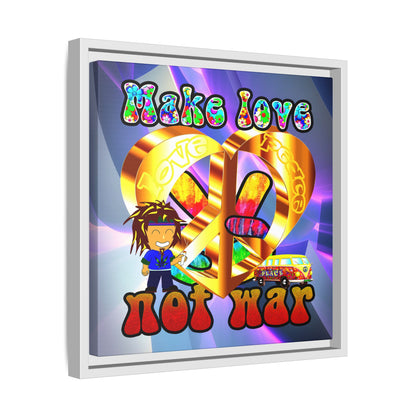 love peace - framed canvas art (grey-pink wave)