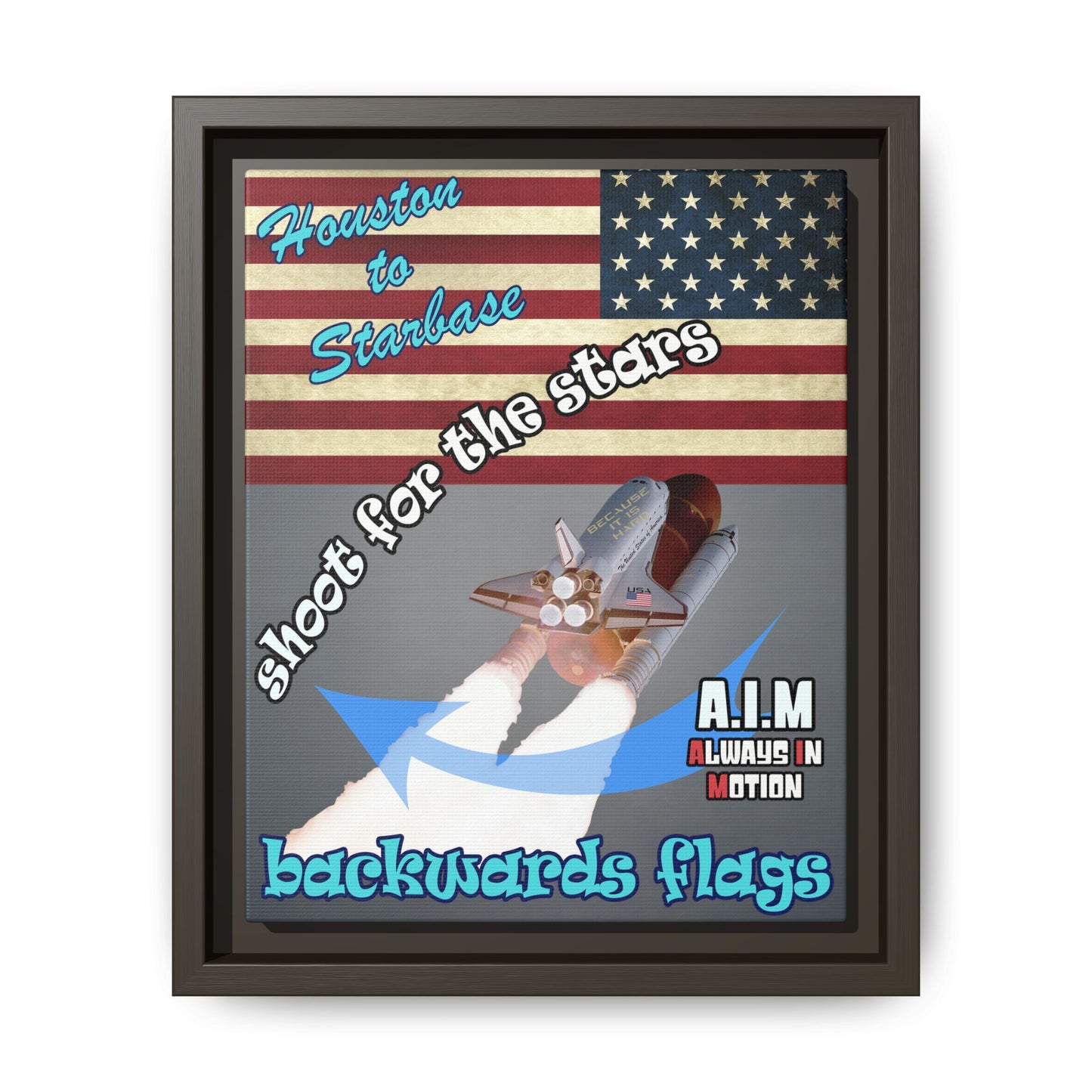 shoot for the stars - framed canvas art (grey-light grey)