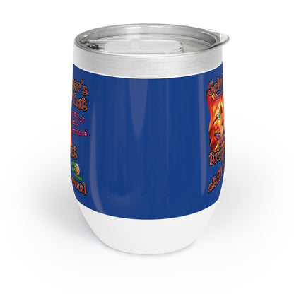 schrodinger's cat - Chill Wine Tumbler (dark blue)