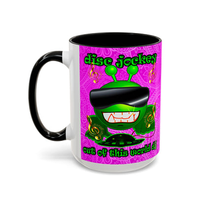 disc jockey - Accent Mug (pink swirl)