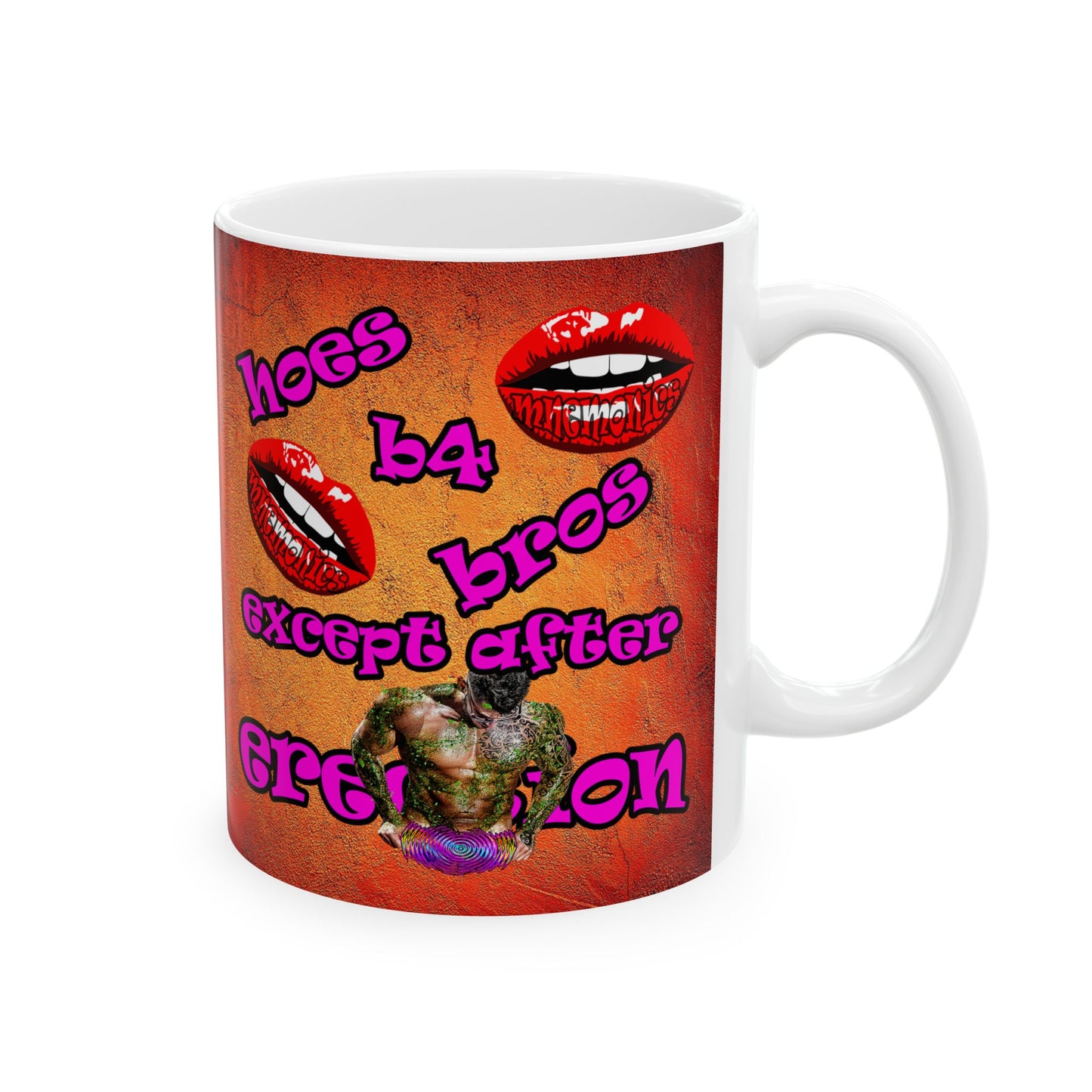 hoes b4 bros - White Mug (burnt orange)