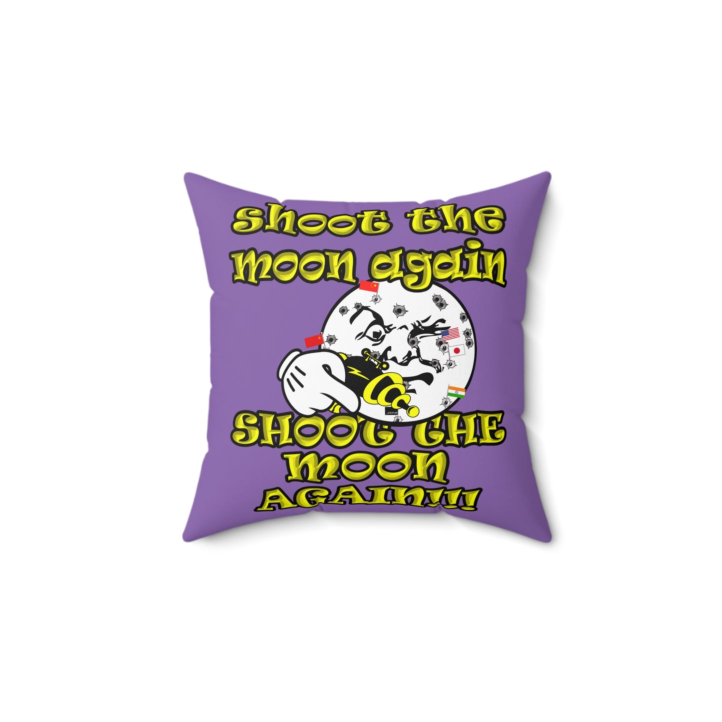 shoot the moon again - Spun Polyester Square Pillow - (light purple)