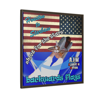 shoot for the stars - framed canvas art (blue-white wave)