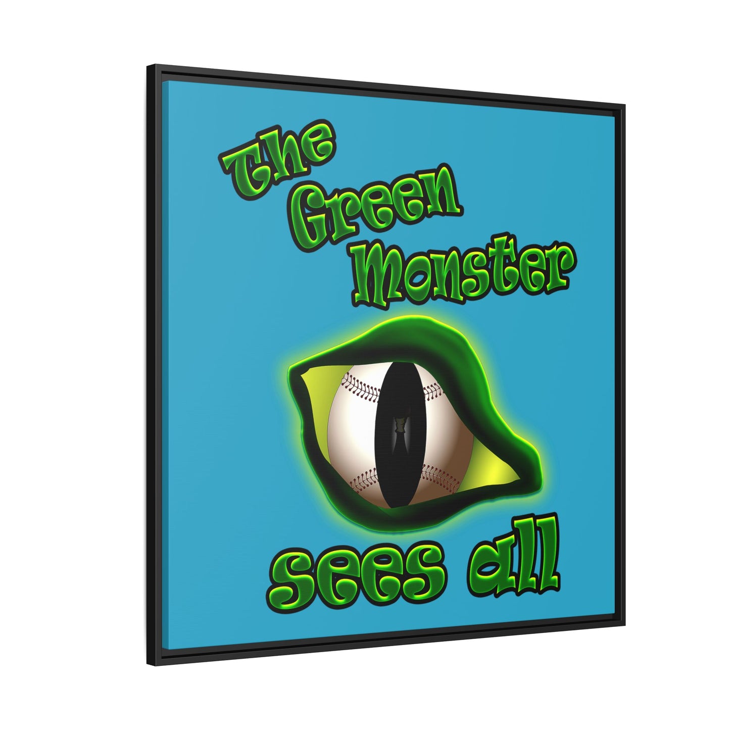green monster - framed canvas art (turquoise)