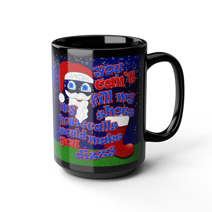 santa's shoes - Black Mug ('snoops' background)