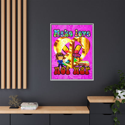 love peace - framed canvas art (pink swirl)
