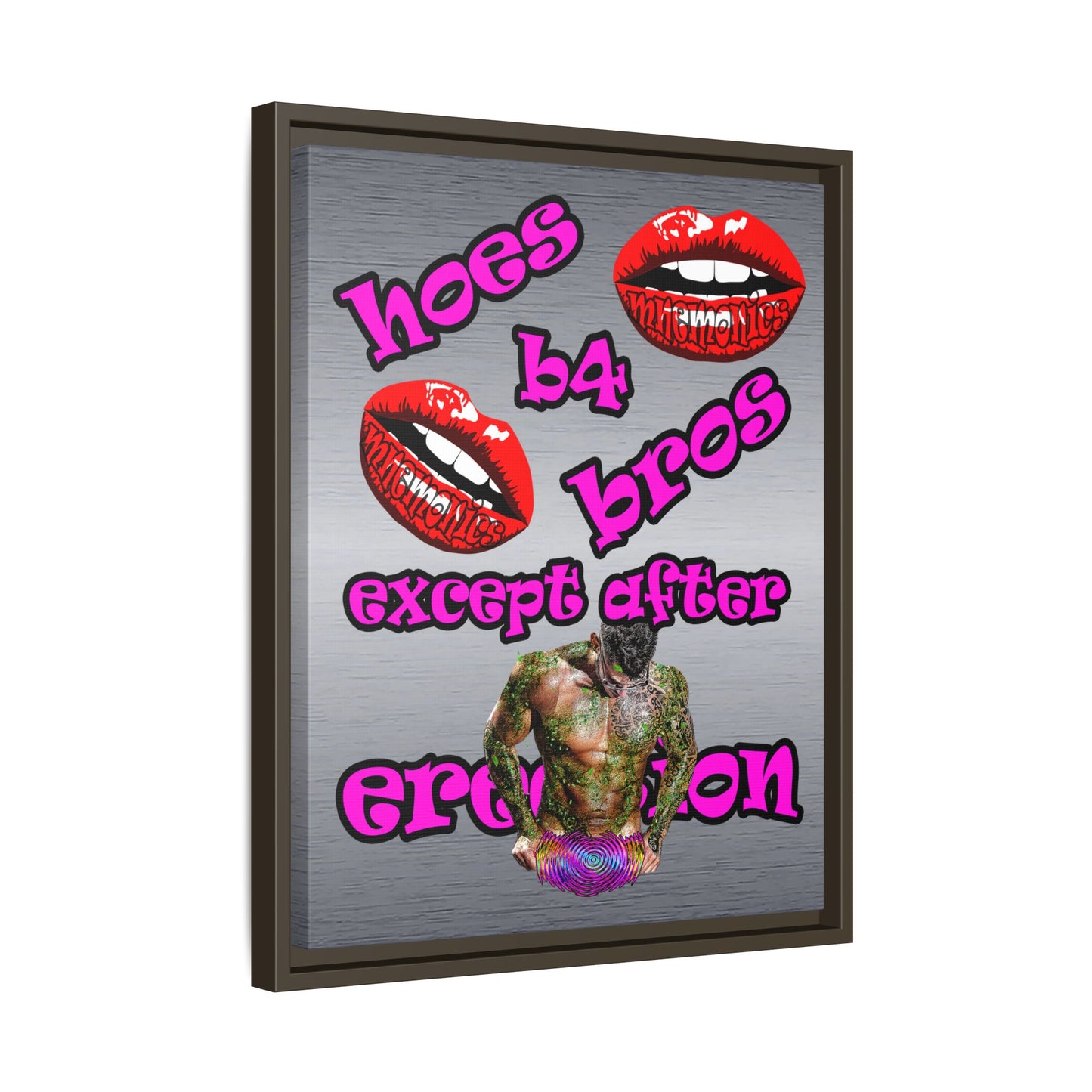 hoes b4 bros - framed canvas art (brushed nickel)
