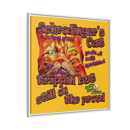 schrodinger's cat - framed canvas art (yellow)