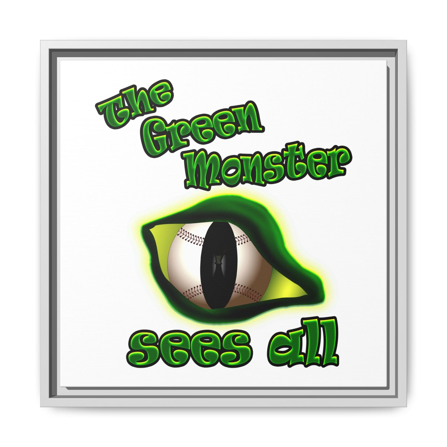 green monster - framed canvas art (white)