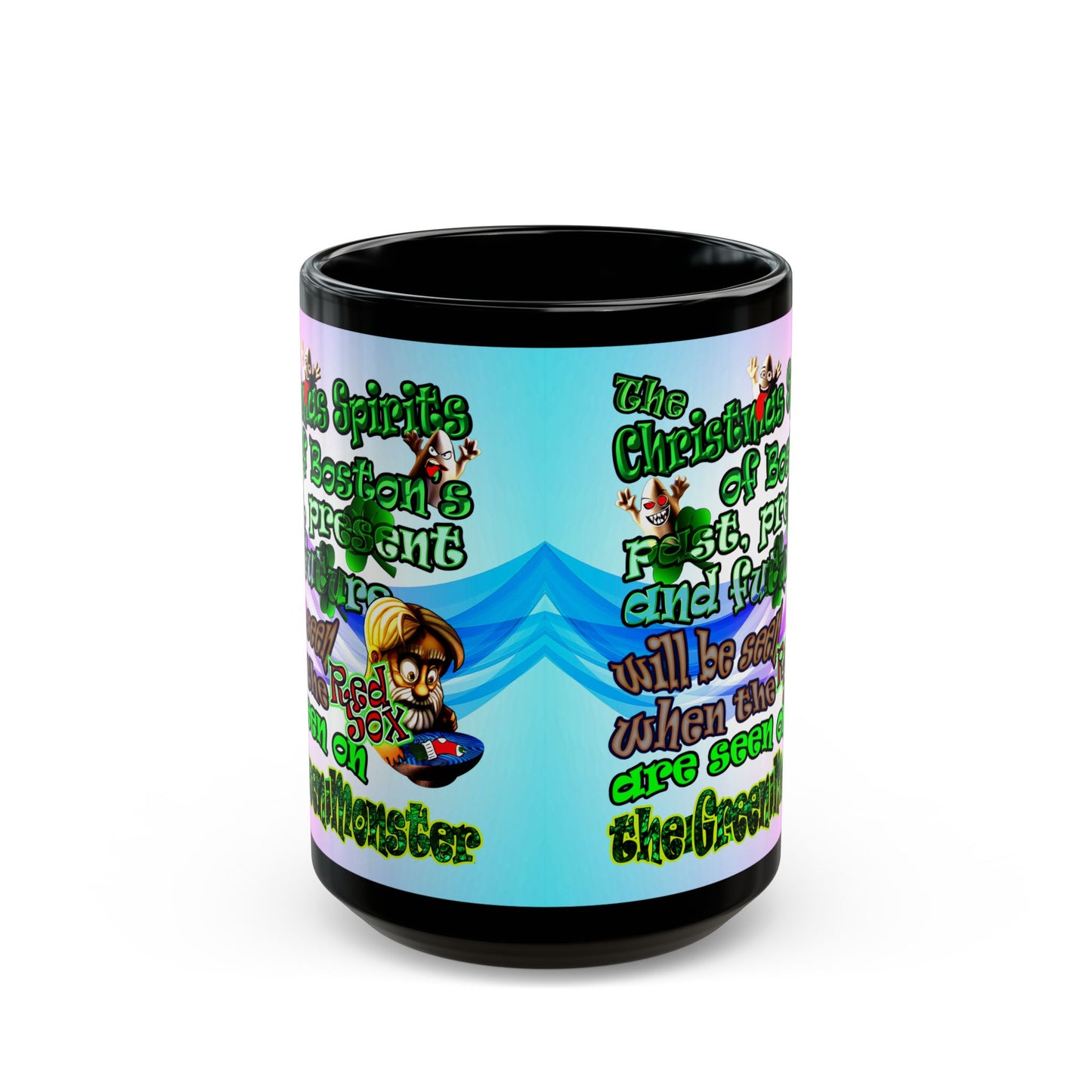 christmas spirits of boston - Black Mug (light blue-pink wave)