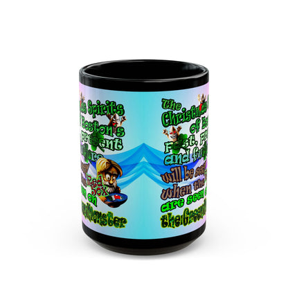 christmas spirits of boston - Black Mug (light blue-pink wave)