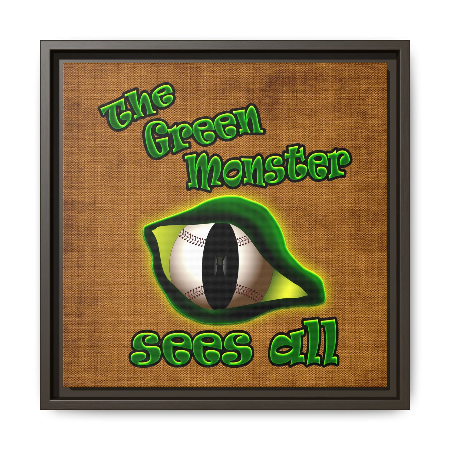 green monster - framed canvas art (brown papyrus)