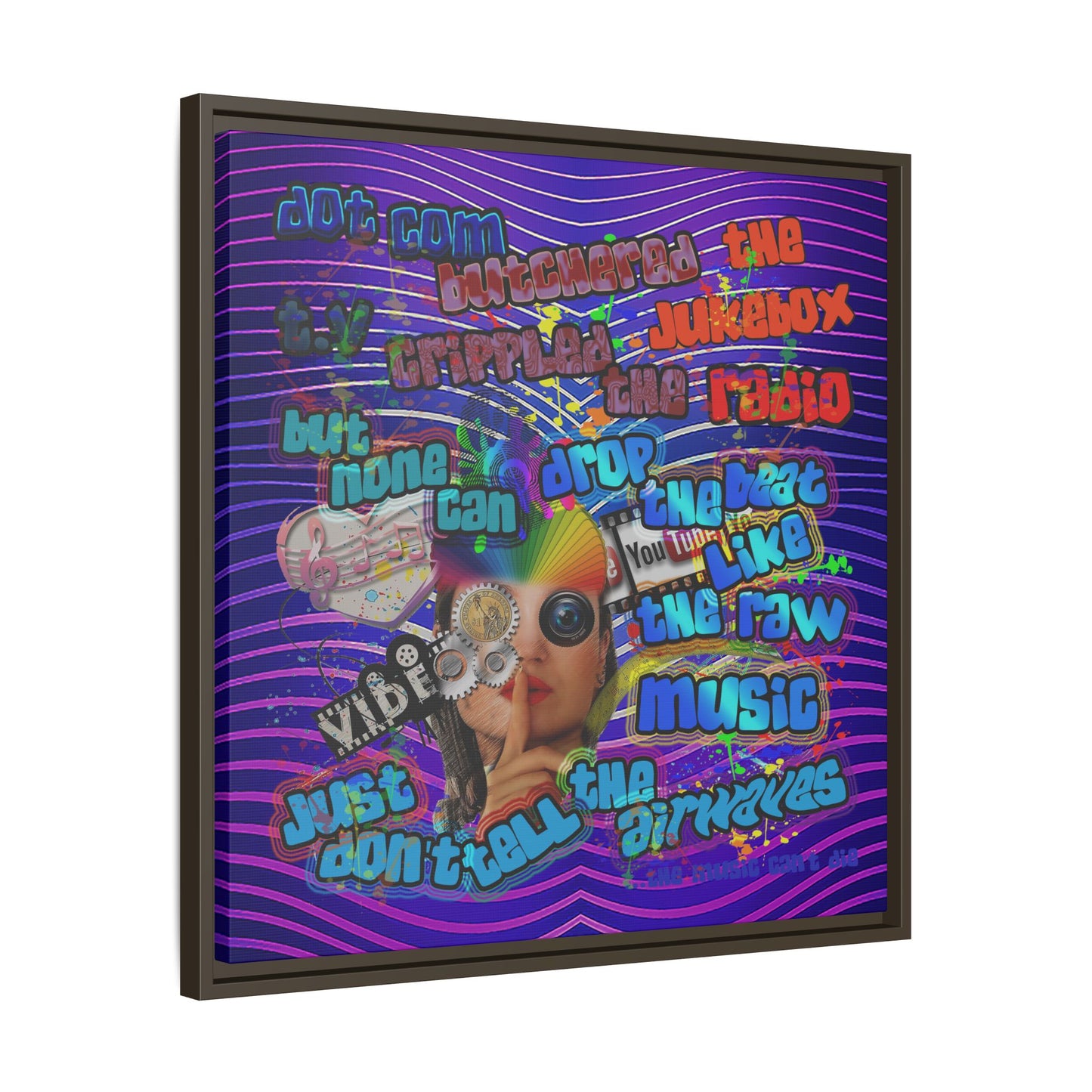 drop the beat - framed canvas art (purple wave)
