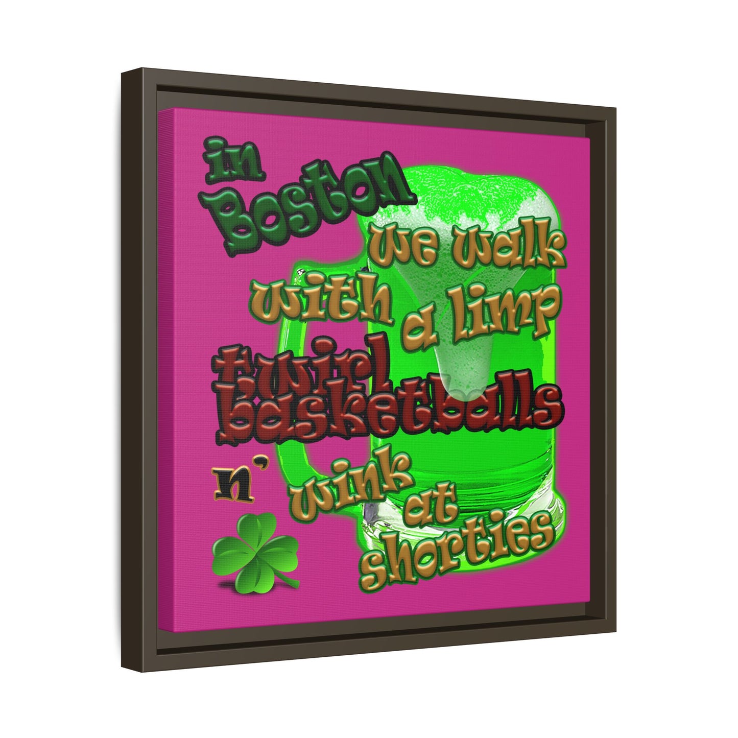 celtics logo - framed canvas art (pink)