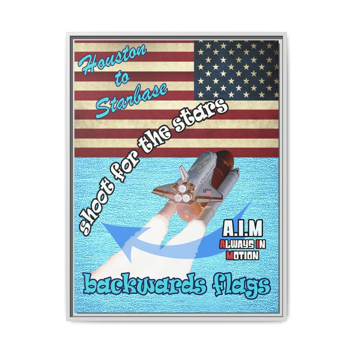 shoot for the stars - framed canvas art (faded blue)