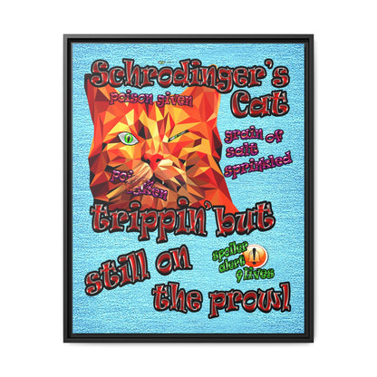 schrodinger's cat - framed canvas art (faded blue)