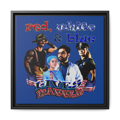 rw&b lives matter - framed canvas art (dark blue)