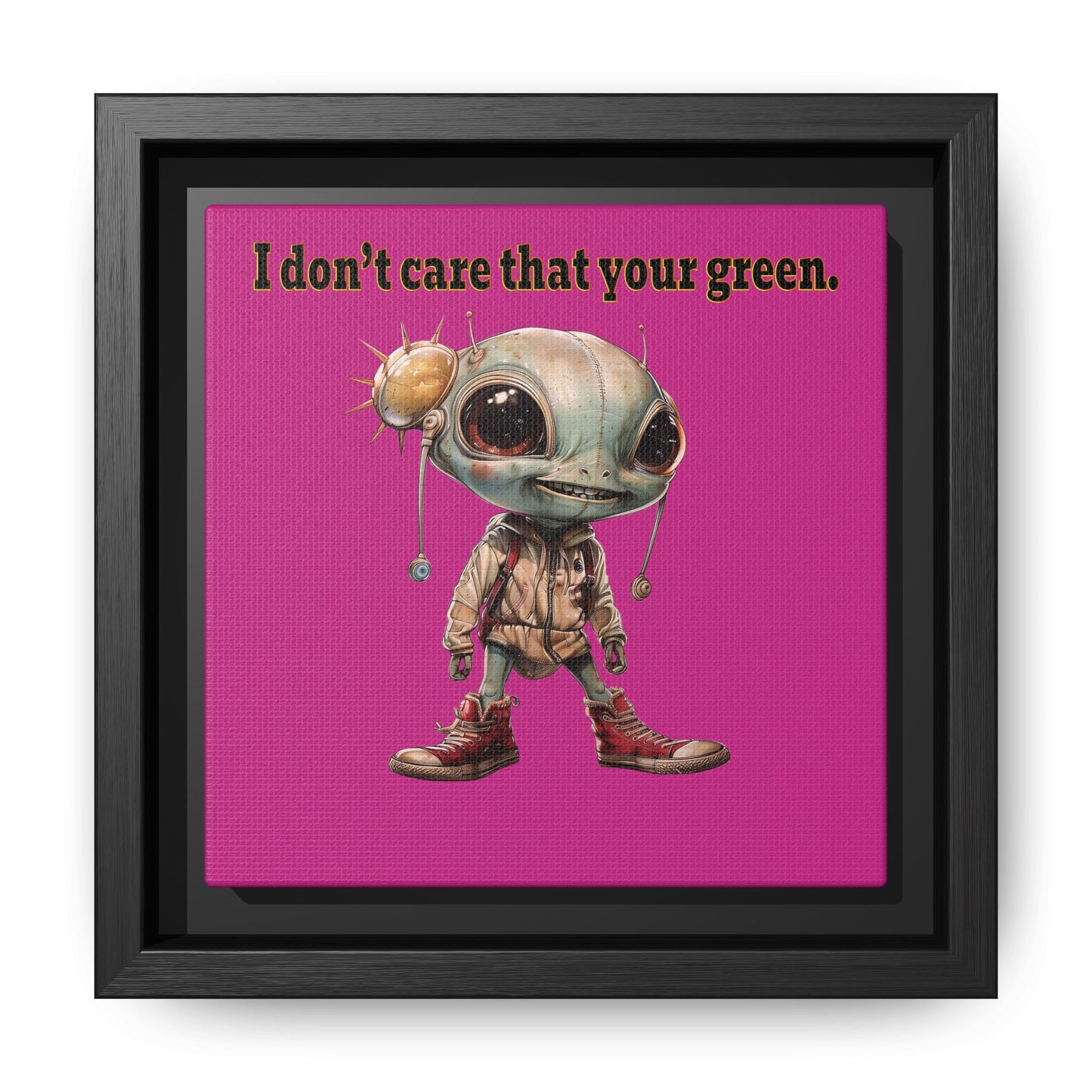 I don't care that your green - framed canvas art (pink)