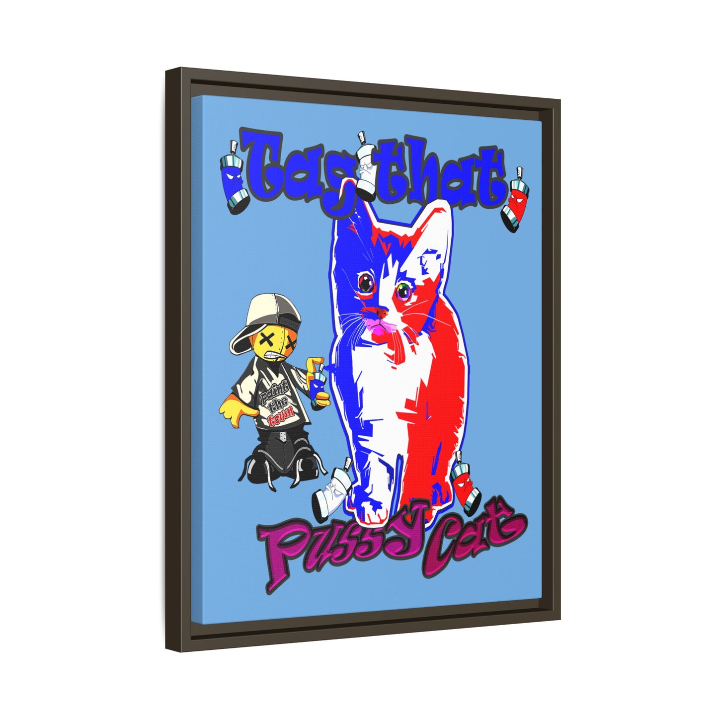 tag that - framed canvas art (light blue)