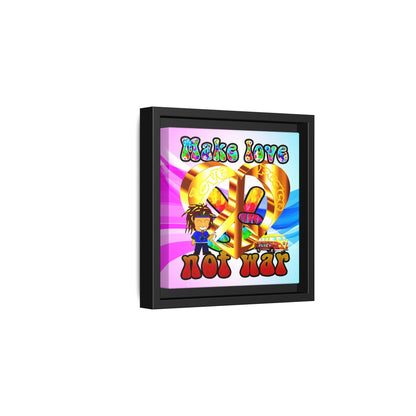 love peace - framed canvas art (light blue-pink wave)