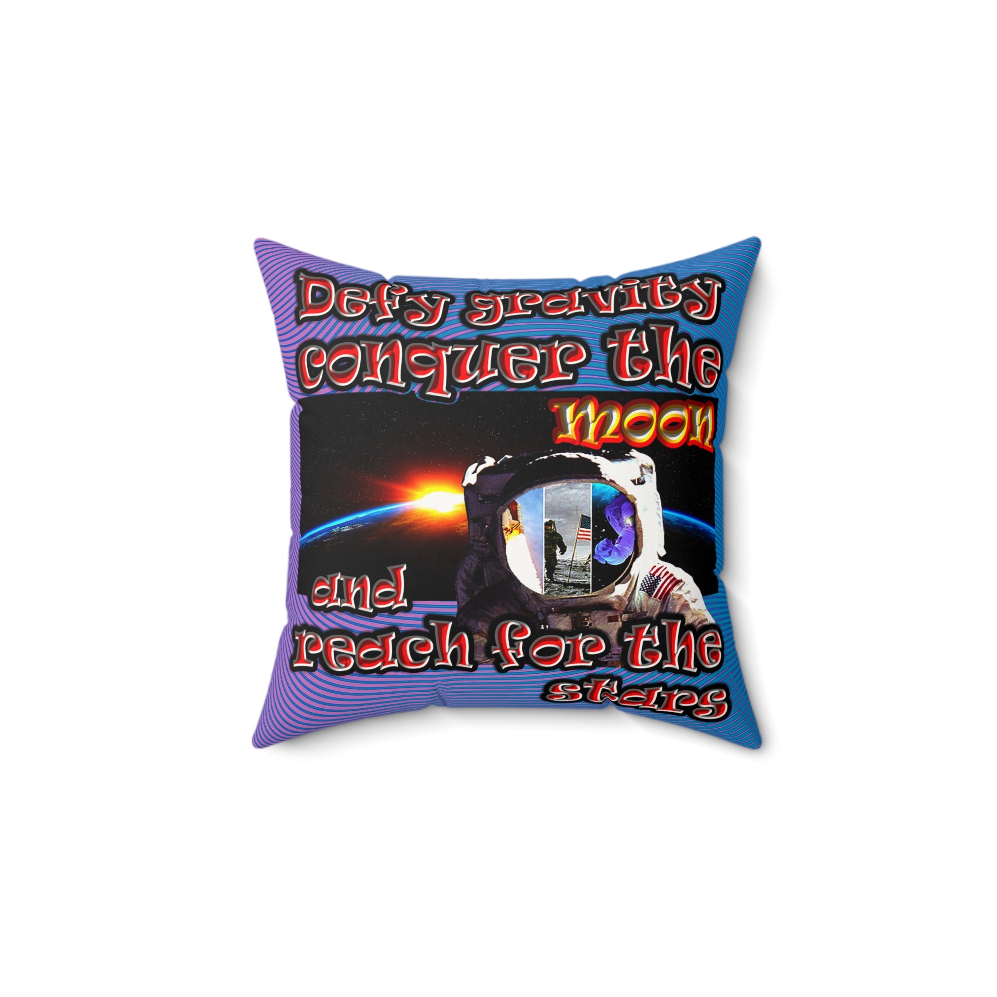 defy conquer reach - Faux Suede Square Pillow - (light blue-purple wave)