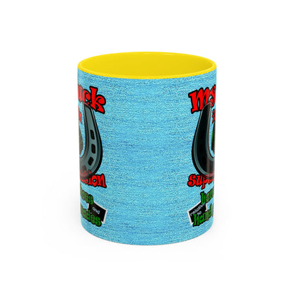 my luck - Accent Mug (faded dark blue)